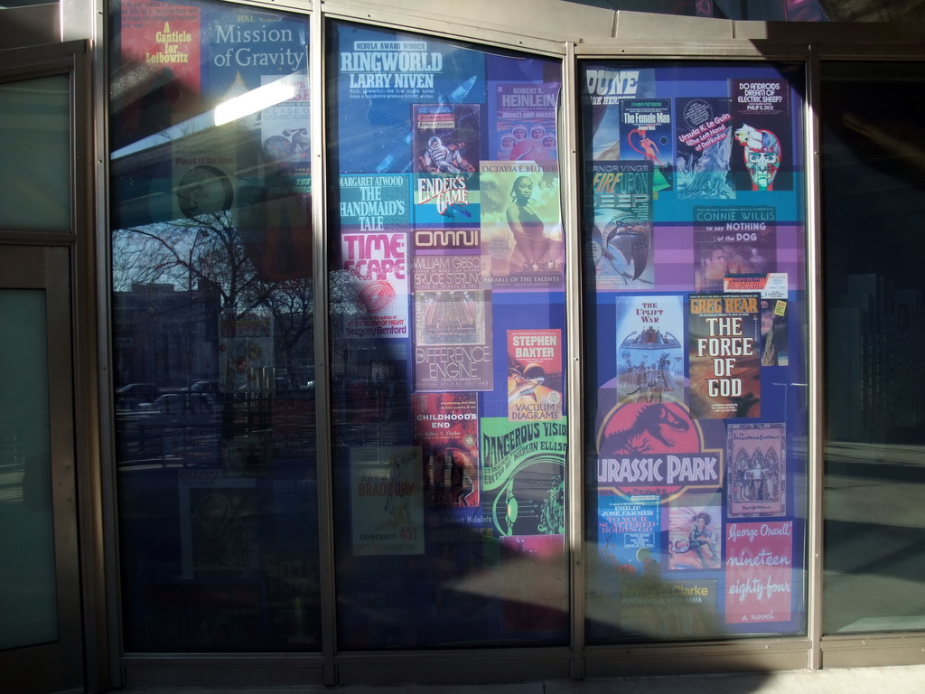 Science fiction movie posters at the entrance of the Experience Music Project Science Fiction Museum