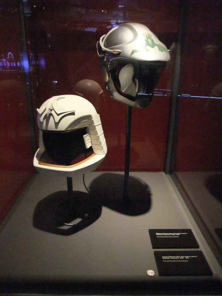 Helmets from both Battlestar Galactica series at the Experience Music Project Science Fiction Museum