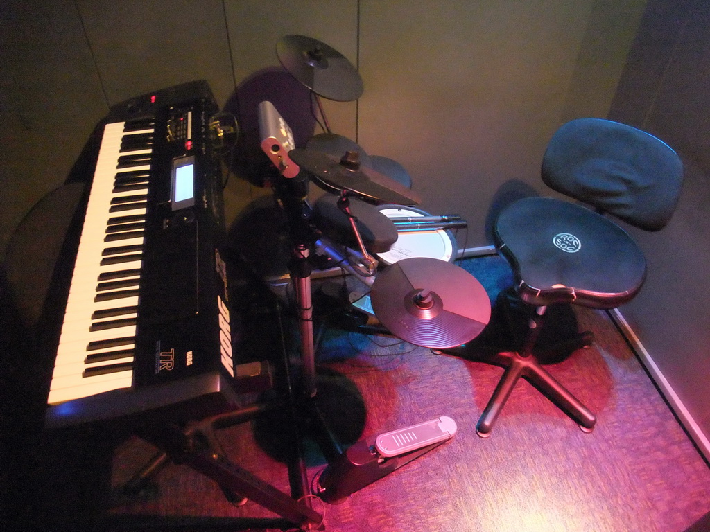 Keyboard and drums at the Sound Lab at the Experience Music Project Science Fiction Museum