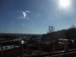 Hills and mountains to the east of Seattle, viewed from the Link Light Rail train to Seattle-Tacoma International Airport