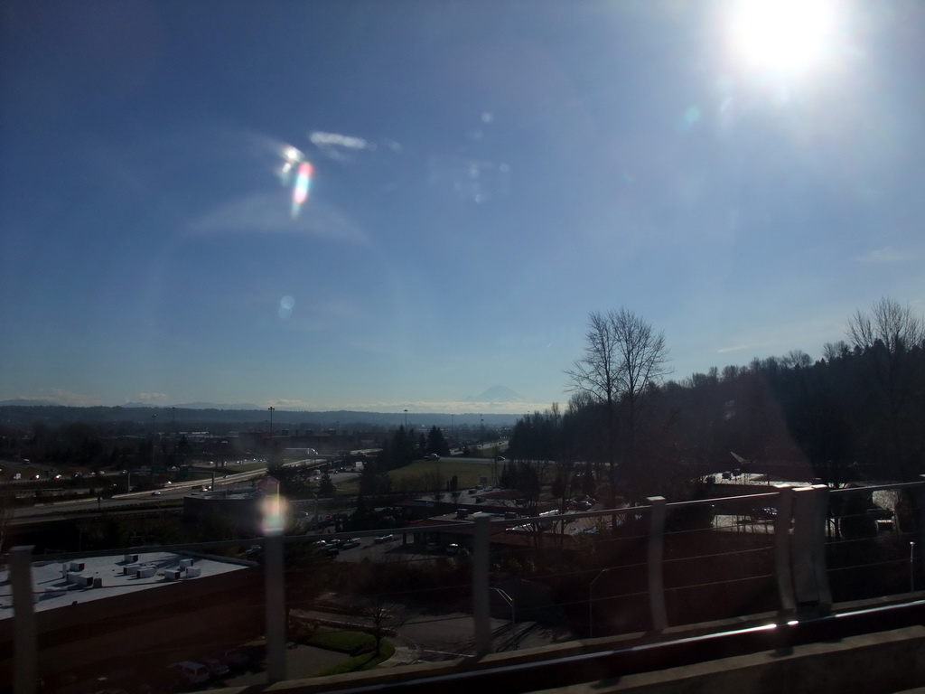 Hills and mountains to the east of Seattle, viewed from the Link Light Rail train to Seattle-Tacoma International Airport