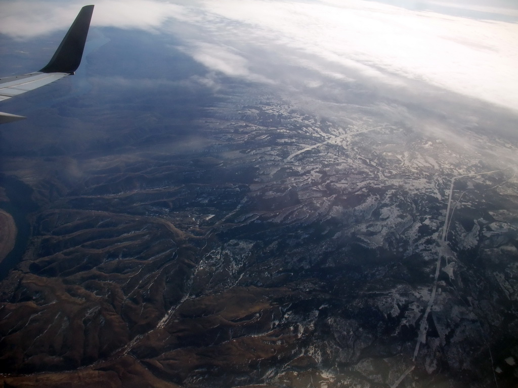 Hills and ice in the state of Washington, viewed from the airplane to New York