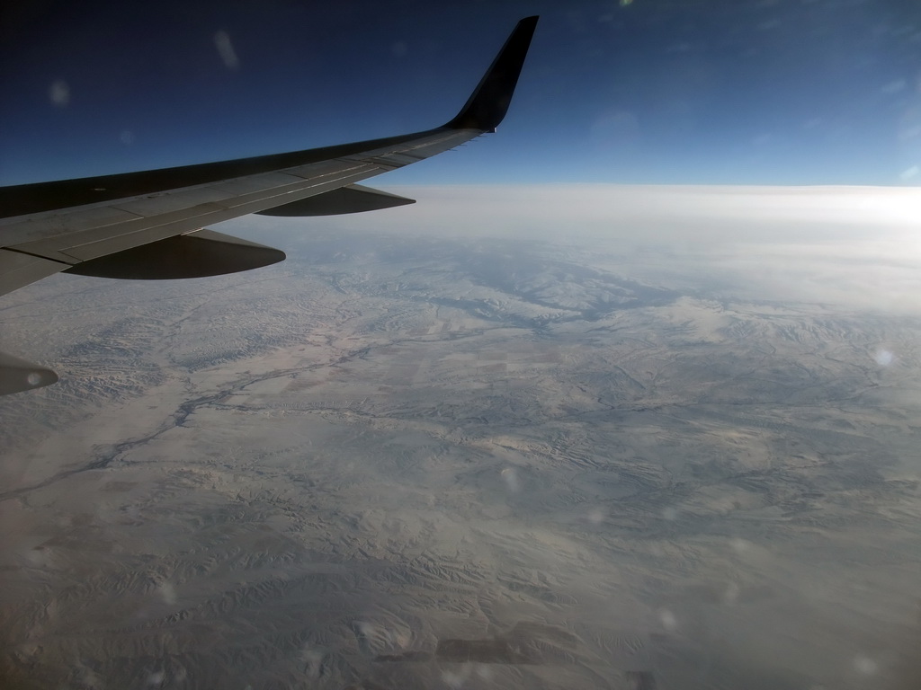 Snowy plains, viewed from the airplane to New York