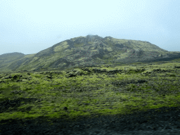 Hills near the Hellisheiði Power Station, viewed from the rental car on the Þjóðvegur road