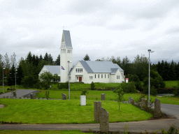 The Selfoss Kirkja church, viewed from the parking place of Hotel Selfoss