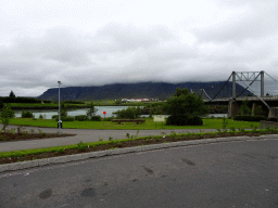 The Ölfusárbrú bridge over the Ölfusá river, viewed from the parking place of Hotel Selfoss
