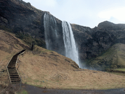 The Seljalandsfoss waterfall and the northern staircase