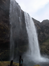 The Seljalandsfoss waterfall, viewed from the northern platform