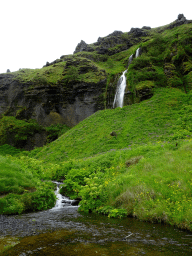 Stream and smaller waterfall at the north side of the Seljalandsfoss waterfall