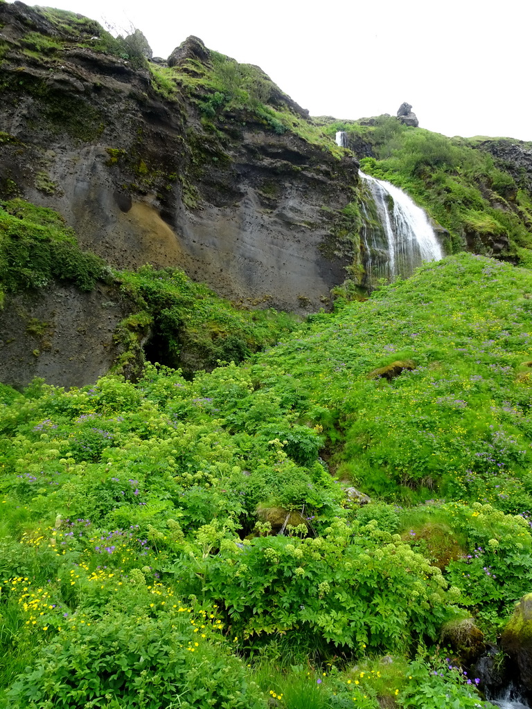 Smaller waterfall at the north side of the Seljalandsfoss waterfall