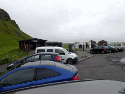 The parking lot of the Seljalandsfoss waterfall