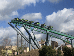 The Booster Bike attraction at the Magische Vallei section at the Toverland theme park, viewed from the Ithaka section