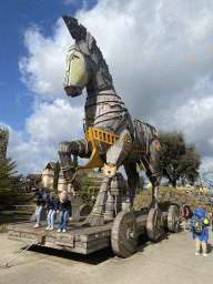 Trojan horse statue at the Ithaka section at the Toverland theme park