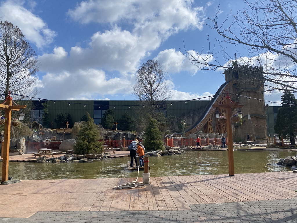 Pond and the Expedition Zork attraction at the Wunderwald section at the Toverland theme park