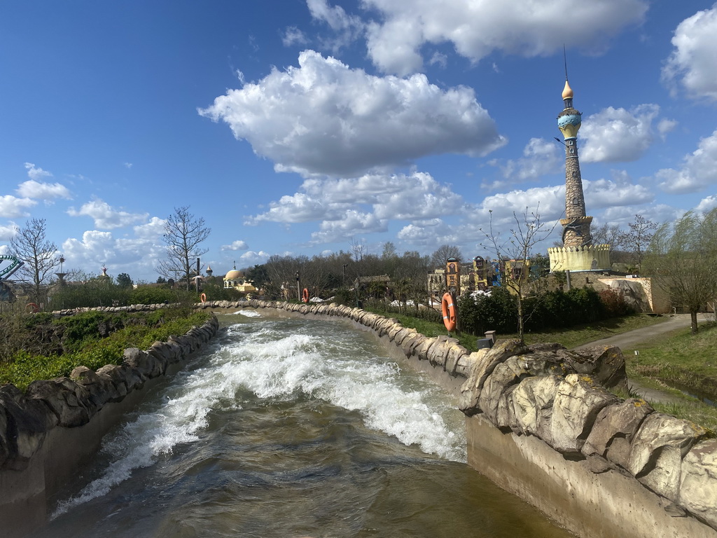 The Djengu River attraction at the Magische Vallei section and the Port Laguna section at the Toverland theme park, viewed from our boat