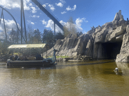 The Merlin`s Quest and Fenix attractions at the Avalon section at the Toverland theme park, viewed from our boat