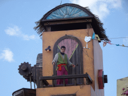 Actor on the stage at the Port Laguna section at the Toverland theme park, during the Aqua Bellatores show