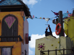 Actors on the stage at the Port Laguna section at the Toverland theme park, during the Aqua Bellatores show