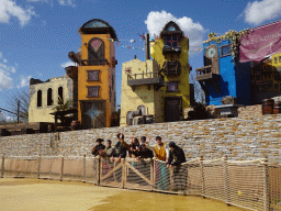 Actors in front of the stage at the Port Laguna section at the Toverland theme park, right after the Aqua Bellatores show