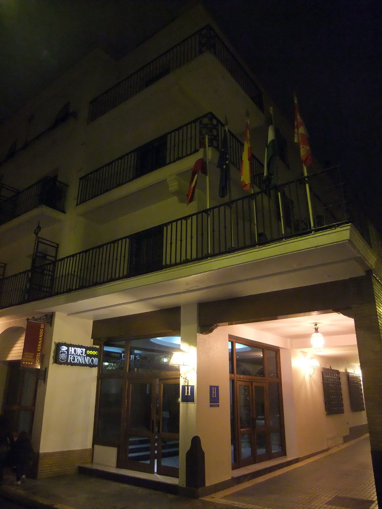 Front of Hotel Fernando III, by night