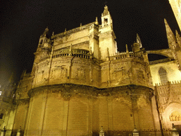 The east side of the Seville Cathedral, by night