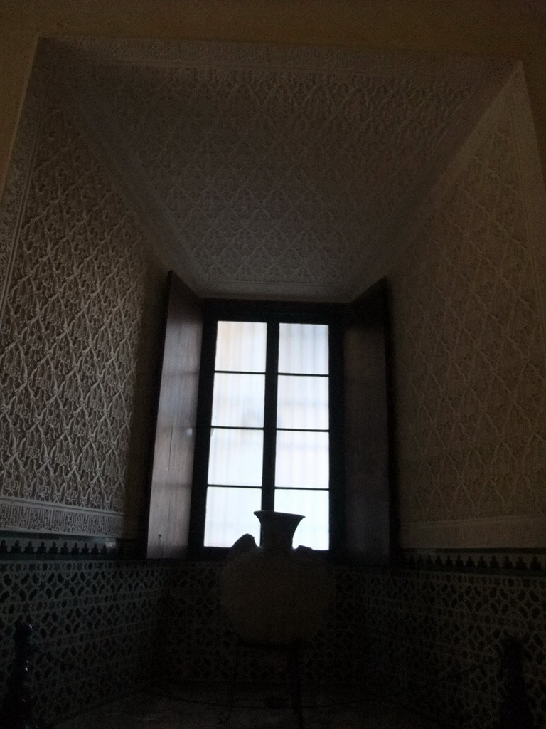 Vase at a window at the Palace of King Peter I at the Alcázar of Seville