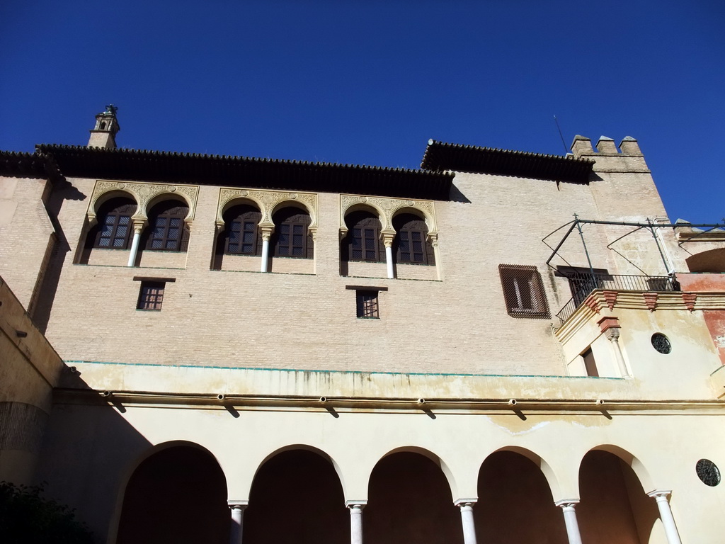 The Palace of King Peter I, viewed from the Jardín de Troya garden at the Alcázar of Seville