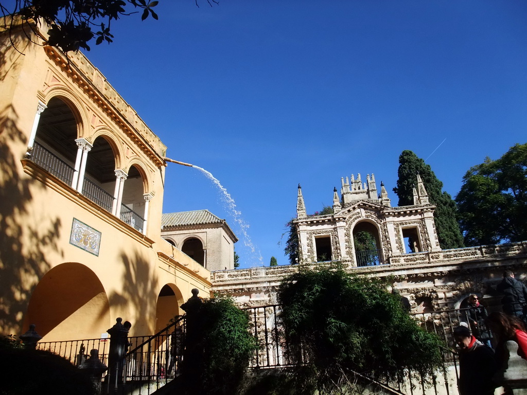The Palacio Gótico and the Galeria del Grutesco gallery at the Gardens of the Alcázar of Seville