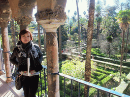 Miaomiao at the Galeria del Grutesco gallery, with a view on the Gardens of the Alcázar of Seville