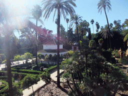 The Cenador de la Alcoba pavilion at the Gardens of the Alcázar of Seville, viewed from the Galeria del Grutesco gallery