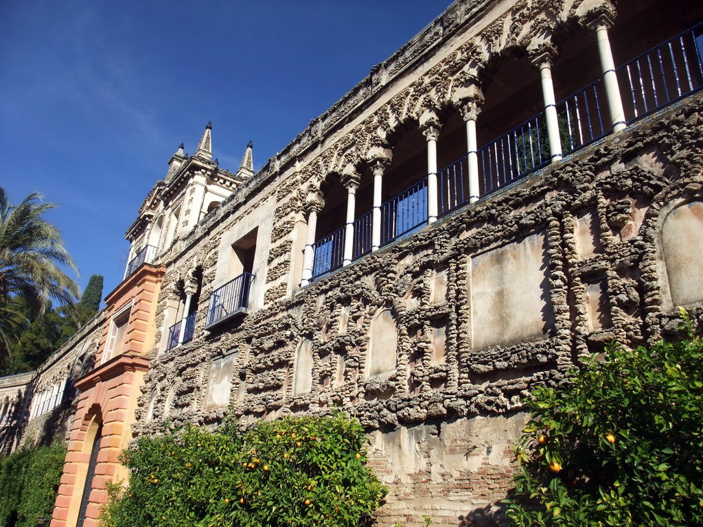 The Puerta del Privilegio gate and the Galeria del Grutesco gallery at the Gardens of the Alcázar of Seville