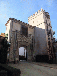 Gate and tower at the eastern side of the Palacio Gótico at the Alcázar of Seville