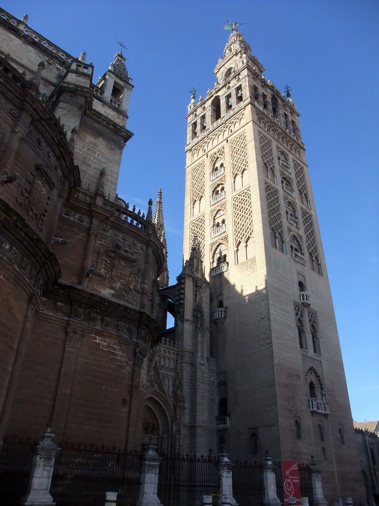 The east side of the Seville Cathedral with the Giralda tower
