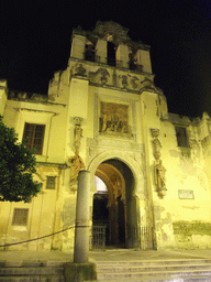 Puerta del Perdón gate to the Patio de los Naranjos courtyard of the Seville Cathedral, by night