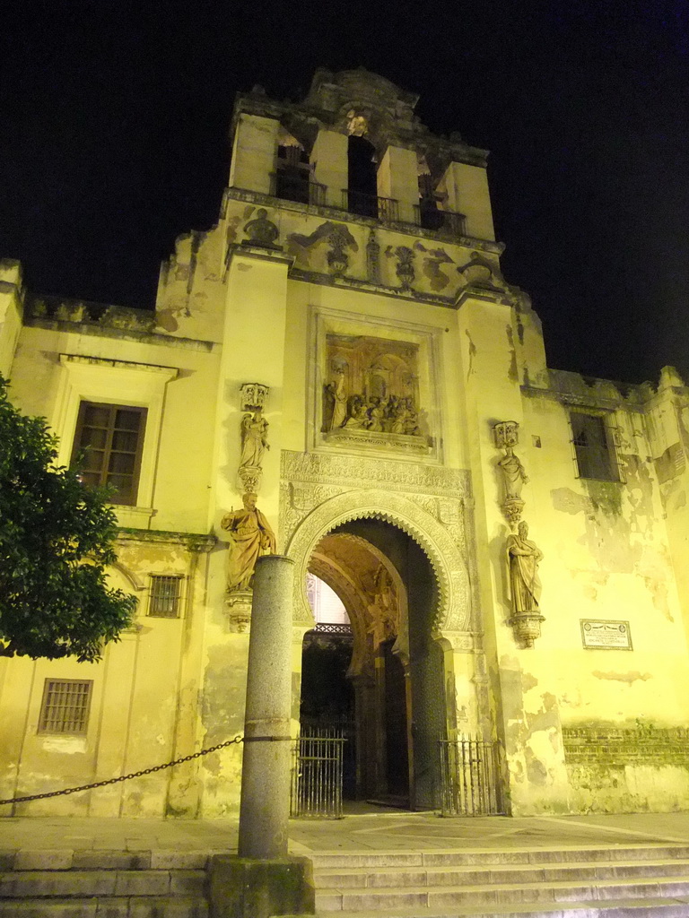 Puerta del Perdón gate to the Patio de los Naranjos courtyard of the Seville Cathedral, by night