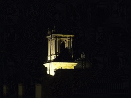 Tower of the Iglesia de San Bartolomé church, viewed from the roof of the Hotel Fernando III, by night