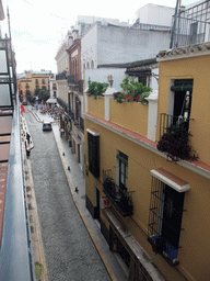 View on the Calle San José street and the Calle Santa Maria la Blanca street from the balcony of our room in Hotel Fernando III
