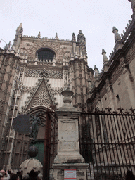 South entrance to the Seville Cathedral, with the Giraldillo and a copy of the Giraldillo
