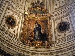 Painting `Immaculate Conception` at the ceiling of the Sala Capitular room at the Seville Cathedral