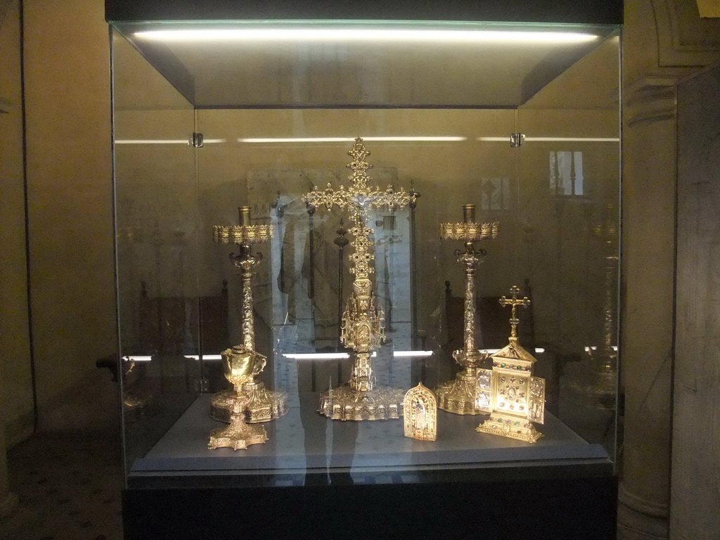 Golden relics in the Treasury at the Seville Cathedral