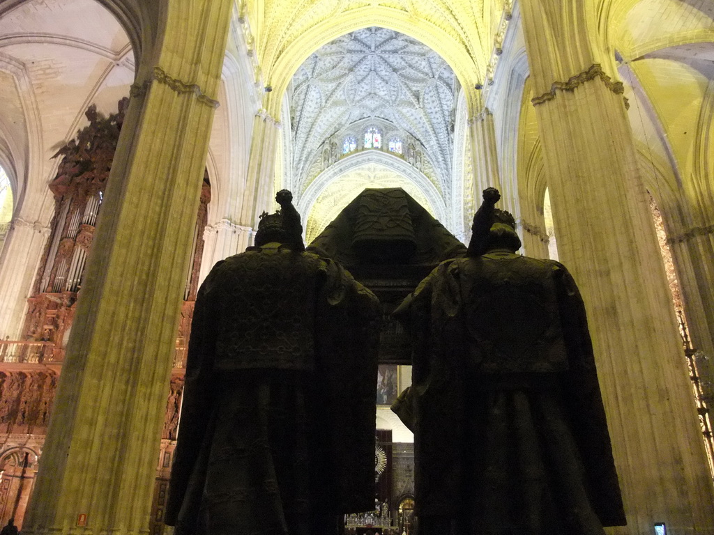 Back side of the Tomb of Christopher Columbus and the transept at the Seville Cathedral