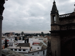 The roof of the Seville Cathedral and the Convento de la Encarnación building, viewed from the ramp in the Giralda tower