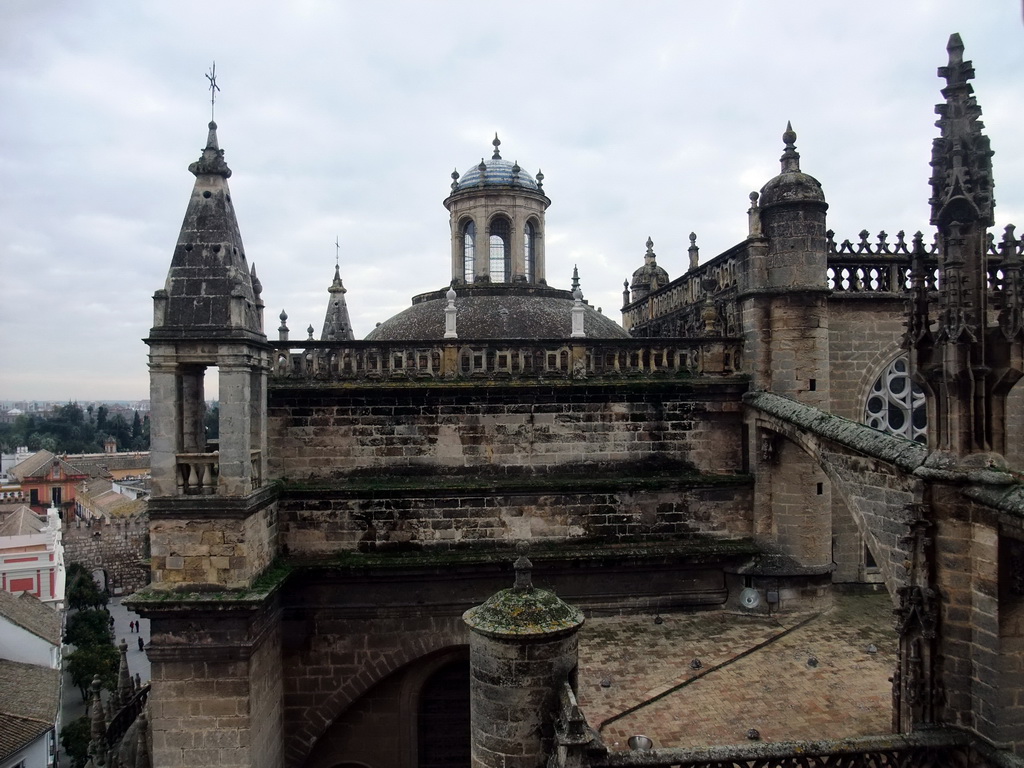 The roof of the Seville Cathedral, viewed from the ramp in the Giralda tower