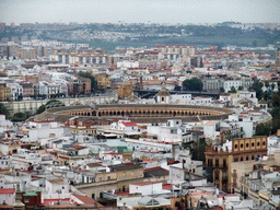 The Plaza de Toros de la Real Maestranza de Caballería de Sevilla bullring, viewed from the top of the Giralda tower