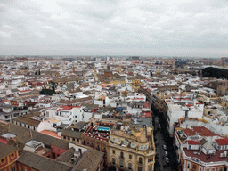 The east side of the city, with the Iglesia de Santa Cruz church, viewed from the top of the Giralda tower