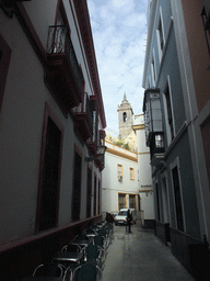 The Calle de la Estrella street and the tower of a chapel in the Calle Manuel Rojas Marcos street
