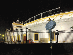 South side of the Plaza de Toros de la Real Maestranza de Caballería de Sevilla bullring, by night