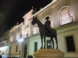 Equestrian statue of Princess María Mercedes of Bourbon-Two Sicilies at the Paseo de Cristóbal Colón street, by night