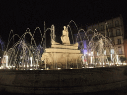 The Fuente de Sevilla fountain at the Puerta de Jerez square, by night