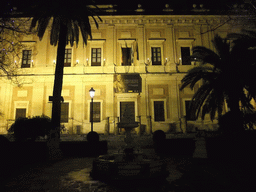 West side of the Archivo General de Indias at the Avenida de la Constitución avenue, by night